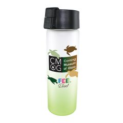 Halcyon® Frosted Glass Bottle with Flip Top Lid – 20 oz - 80-68110_green_frosted_black_lid