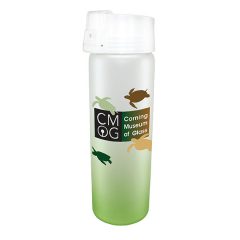 Halcyon® Frosted Glass Bottle with Flip Top Lid – 20 oz - 80-68110_green_frosted_white_lid