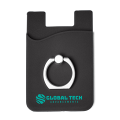 Silicone Card Holder with Metal Ring Phone Stand - Silicone Card Holder with Metal Ring Phone Stand 8211 Black