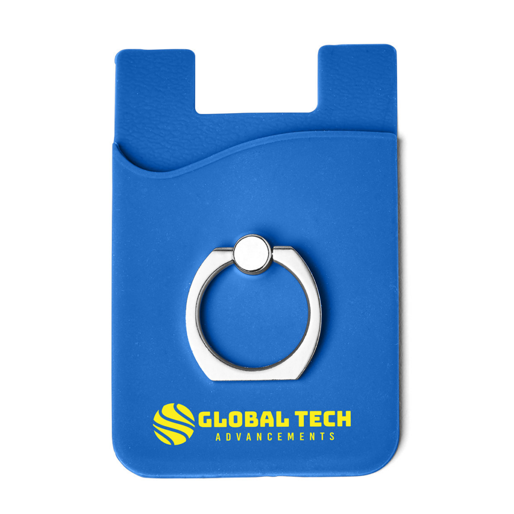 Silicone Card Holder with Metal Ring Phone Stand - Silicone Card Holder with Metal Ring Phone Stand 8211 Blue
