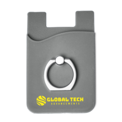 Silicone Card Holder with Metal Ring Phone Stand - Silicone Card Holder with Metal Ring Phone Stand 8211 Grey