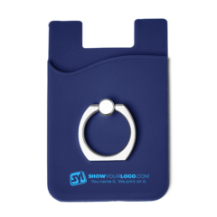 Silicone Card Holder with Metal Ring Phone Stand - Silicone Card Holder with Metal Ring Phone Stand 8211 Navy Blue