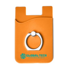 Silicone Card Holder with Metal Ring Phone Stand - Silicone Card Holder with Metal Ring Phone Stand 8211 Orange