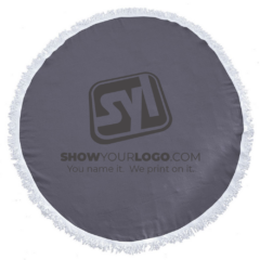 Sunnyside Fringed Round Beach Towel - roundfringegrey2