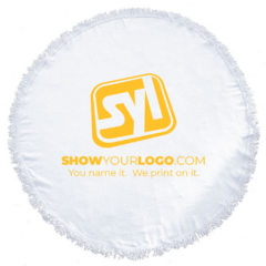 Sunnyside Fringed Round Beach Towel - roundfringewhite2
