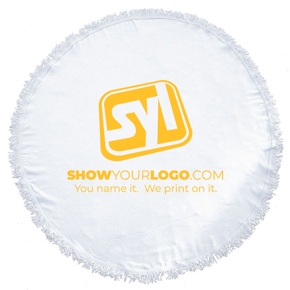 Sunnyside Fringed Round Beach Towel - roundfringewhite2