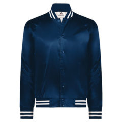 Augusta Sportswear Satin Baseball Jacket with Striped Trim - 58563_f_fm