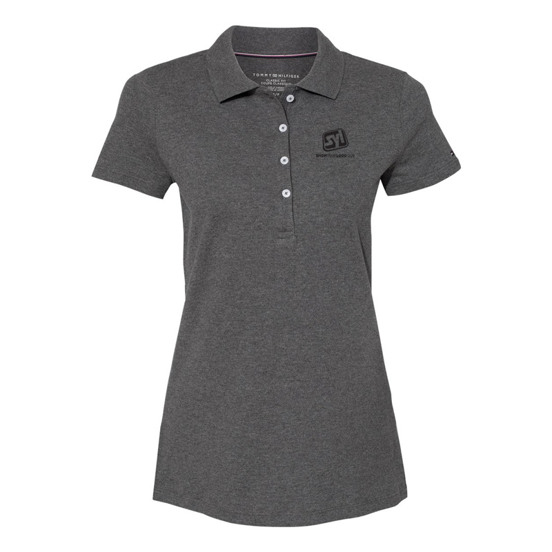 Tommy Hilfiger Women’s Classic Fit Ivy Pique Sport Shirt - Tommy_Hilfiger_13H4534_Charcoal_Heather_Front_High