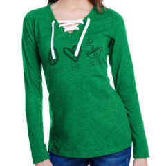 LAT Women’s Fine Jersey Lace-Up Long Sleeve T-Shirt - green