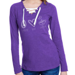 LAT Women’s Fine Jersey Lace-Up Long Sleeve T-Shirt - purple