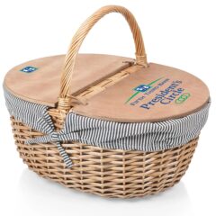 Country Picnic Basket - A6042 8211 Navy Blue and White Stripes