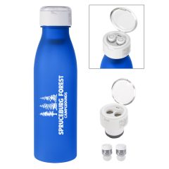 Tritan Merge Bottle with Wireless Earbuds - 2869_BLU_WHT_Silkscreen