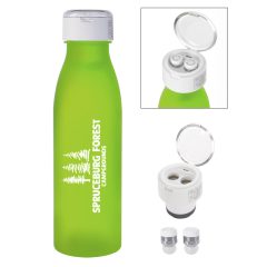 Tritan Merge Bottle with Wireless Earbuds - 2869_GRN_WHT_Silkscreen