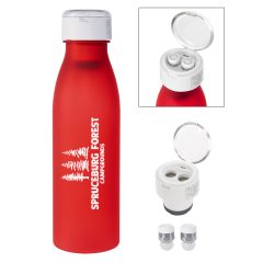Tritan Merge Bottle with Wireless Earbuds - 2869_RED_WHT_Silkscreen