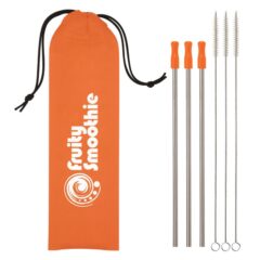 Stainless Steel Straw Kit – 3 Pack - 5211_ORN_Silkscreen 1