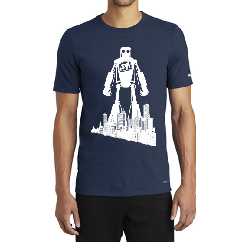 Nike Dri-FIT Cotton/Poly Tee - 9218-Collegenavy-1-NKBQ5231CollegenavyModelFront-337W