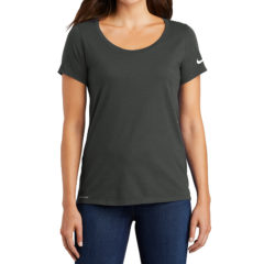 Nike Ladies Dri-FIT Cotton/Poly Scoop Neck Tee - 9219-Anthracite-1-NKBQ5234AnthraciteModelFront3-1200W