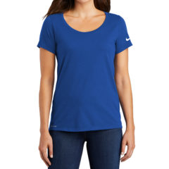 Nike Ladies Dri-FIT Cotton/Poly Scoop Neck Tee - 9219-RushBlue-1-NKBQ5234RushBlueModelFront3-1200W