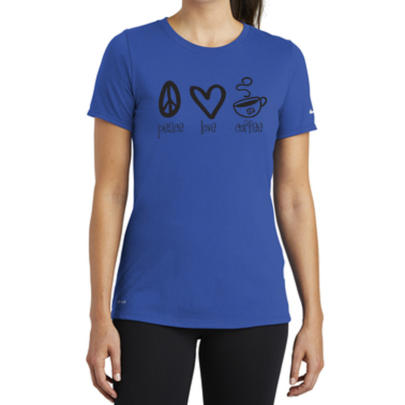 Nike Ladies Dri-FIT Cotton/Poly Scoop Neck Tee - 9219-Rushblue-1-NKBQ5234RushblueModelFront-337W