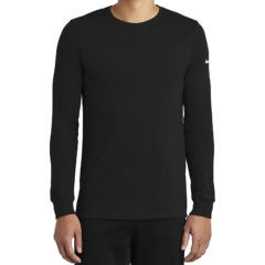 Nike Dri-FIT Cotton/Poly Long Sleeve Tee - 9220-Black-1-NKBQ5230BlackModelFront-1200W