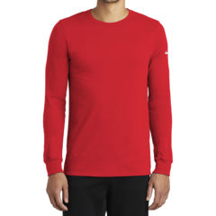 Nike Dri-FIT Cotton/Poly Long Sleeve Tee - 9220-Universityred-1-NKBQ5230UniversityredModelFront-1200W