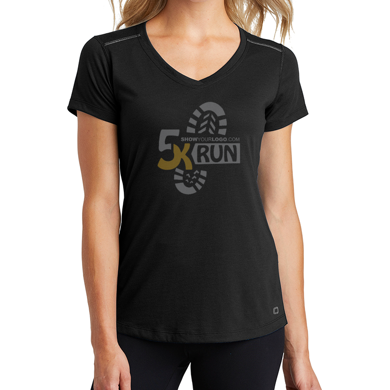 OGIO® ENDURANCE Ladies Peak V-Neck Tee - 9450-Blacktop-1-LOE337BlacktopModelFront-1200W