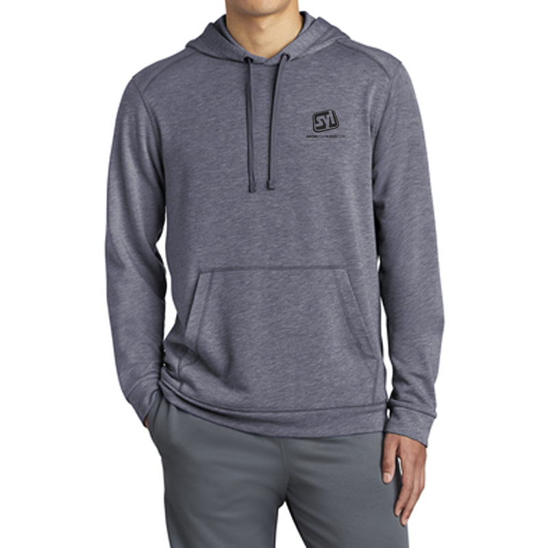 Sport-Tek ® PosiCharge ® Tri-Blend Wicking Fleece Hooded Pullover - 9461-TruenavyHthr-1-ST296TruenavyHthrModelFront-337W