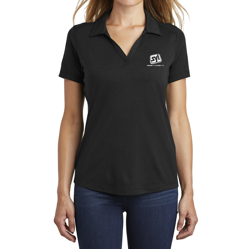 Sport-Tek ® Ladies PosiCharge ® Tri-Blend Wicking Polo - 9512-BlackTriadSo-1-LST405BlackTriadSoModelFront-1200W