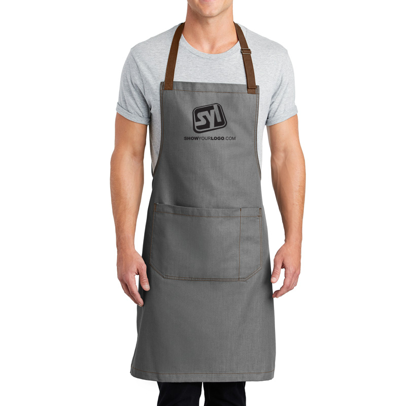 Port Authority® Market Full-Length Bib Apron - A800_ashgrey_model_front_012019