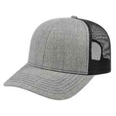 Blended Wool Acrylic Modified Flat Bill with Mesh Back Cap - i3035-blank-heather-black-fr-500px