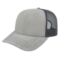 Blended Wool Acrylic Modified Flat Bill with Mesh Back Cap - i3035-i3035-HeatherCharcoal