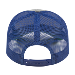 Blended Wool Acrylic Modified Flat Bill with Mesh Back Cap - i3035-i3035-blank-heather-royal-back