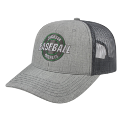 Blended Wool Acrylic Modified Flat Bill with Mesh Back Cap - i3035-i3035-i3035-logo-heather-charcoal-FR-1500px