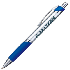Temple Metallic Retractable Pen - templemetallicsilverblue