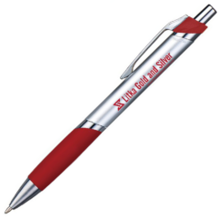 Temple Metallic Retractable Pen - templemetallicsilverred
