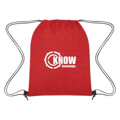 Heathered Non-Woven Drawstring Backpack - 3377_RED_Silkscreen