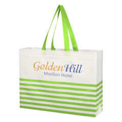 Non-Woven Horizontal Stripe Tote Bag - 3395_WHTLIM_Colorbrite
