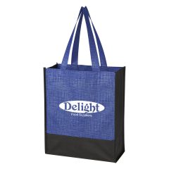 Crosshatch Mini Non-Woven Tote Bag - 3748_BLUBLK_Silkscreen