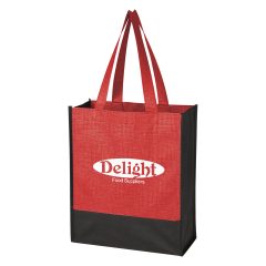 Crosshatch Mini Non-Woven Tote Bag - 3748_REDBLK_Silkscreen