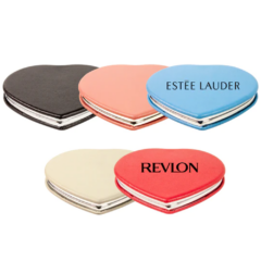 PU Leather Heart Compact Mirror - puleatherheartcompactmirrorgroup