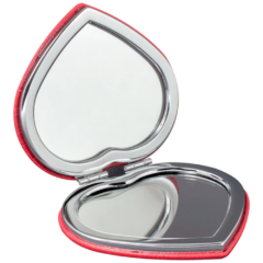 PU Leather Heart Compact Mirror - puleatherheartcompactmirroropen