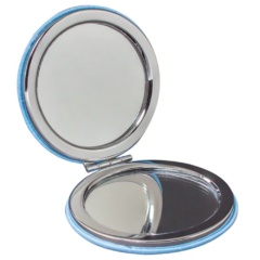 PU Leather Round Compact Mirror - puleatherroundcompactmirroropen