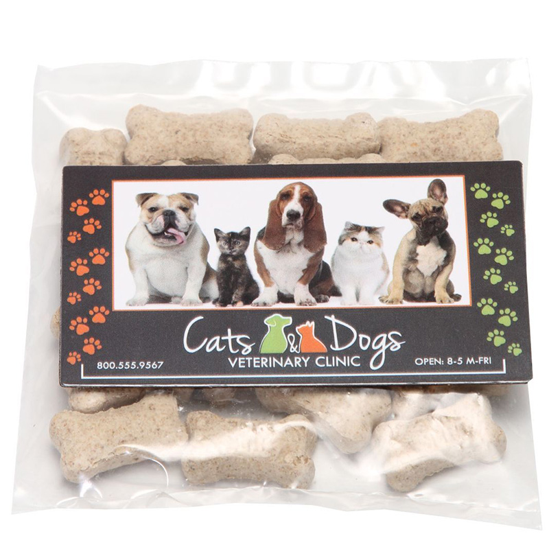 Mini Dog Bones in Bag with Business Card Magnet - 1