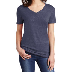 JERZEES® Ladies Snow Heather Jersey V-Neck T-Shirt - 10135-Navy-1-88WVNavyModelFront-1200W