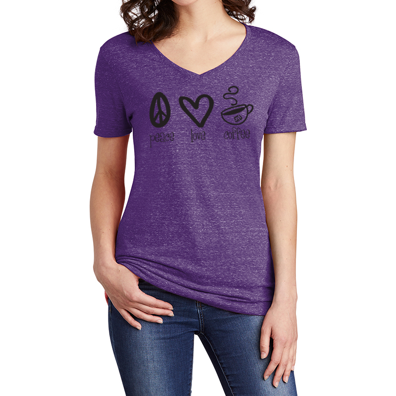 JERZEES® Ladies Snow Heather Jersey V-Neck T-Shirt - 10135-Purple-1-88WVPurpleModelFront-1200W