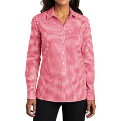 Port Authority® Ladies Broadcloth Gingham Easy Care Shirt - 9740-RichRedWhite-1-LW644RichRedWhiteModelFront-1200W