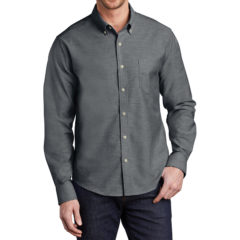 Port Authority® Untucked Fit SuperPro™ Oxford Shirt - 9742-Black-1-S651BlackModelFront-1200W