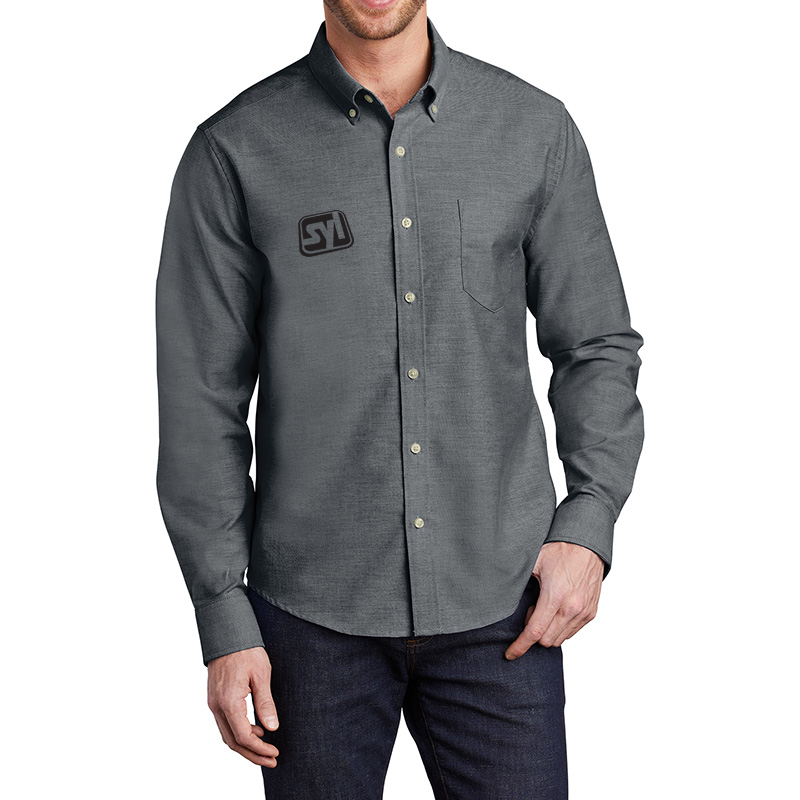 Port Authority ® Untucked Fit SuperPro ™ Oxford Shirt - 9742-Black-1-S651BlackModelFront-1200W
