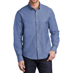 Port Authority® Untucked Fit SuperPro™ Oxford Shirt - 9742-Navy-1-S651NavyModelFront-1200W