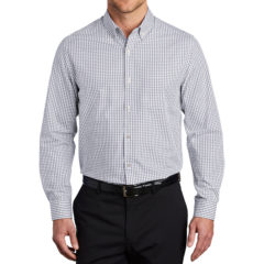 Port Authority® Broadcloth Gingham Easy Care Shirt - 9743-GustyGreyWht-1-W644GustyGreyWhtModelFront-1200W